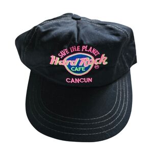 Vintage Hard Rock Cafe Cancun Save The Planet Black Zipperback Hat Cap Men's